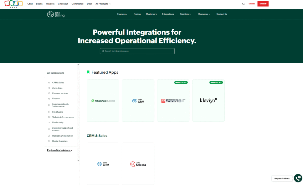 Zoho integration